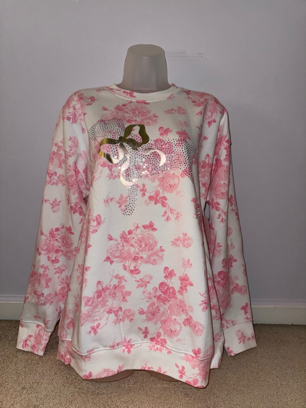 Victoria Secret PINK LOVE SHACK FANCY Floral Bling Sweatshirt Size M